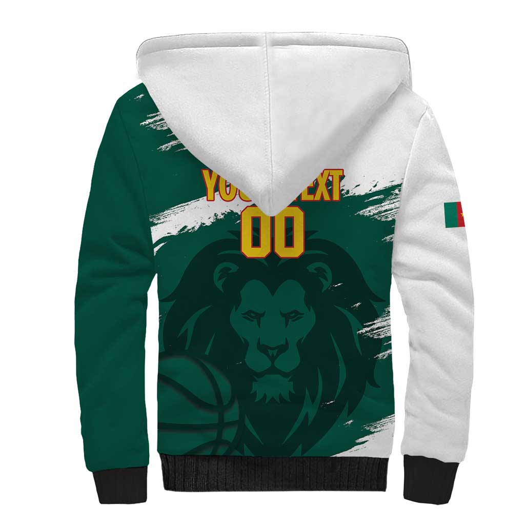 Cameroon Basketball Custom Sherpa Hoodie Come On Indomitable Lions - Wonder Print Shop
