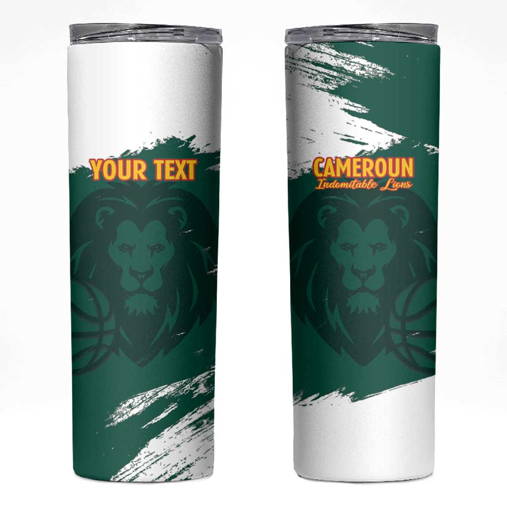 Cameroon Basketball Custom Skinny Tumbler Come On Indomitable Lions - Wonder Print Shop