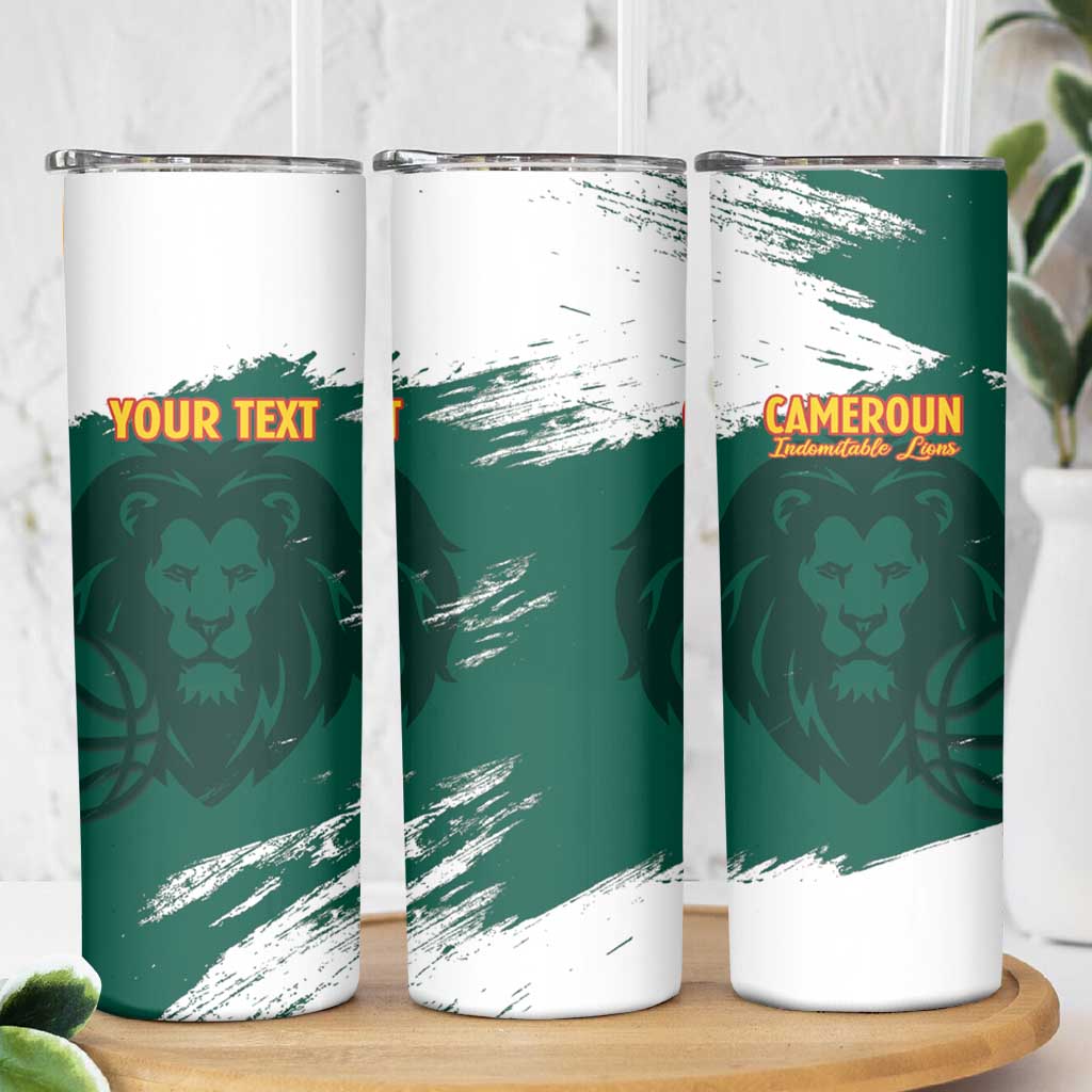 Cameroon Basketball Custom Skinny Tumbler Come On Indomitable Lions - Wonder Print Shop