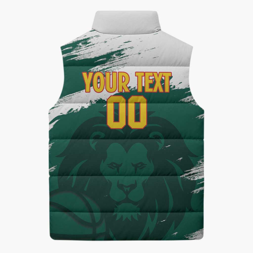 Cameroon Basketball Custom Sleeveless Puffer Jacket Come On Indomitable Lions - Wonder Print Shop
