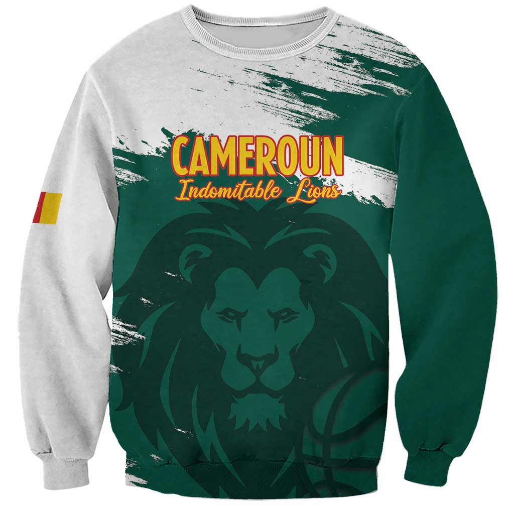 Cameroon Basketball Custom Sweatshirt Come On Indomitable Lions - Wonder Print Shop