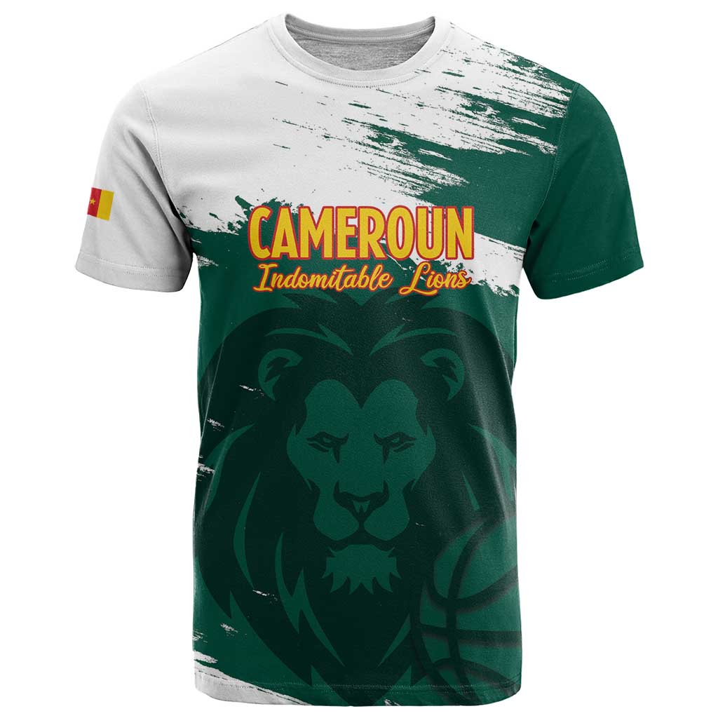 Cameroon Basketball Custom T Shirt Come On Indomitable Lions - Wonder Print Shop