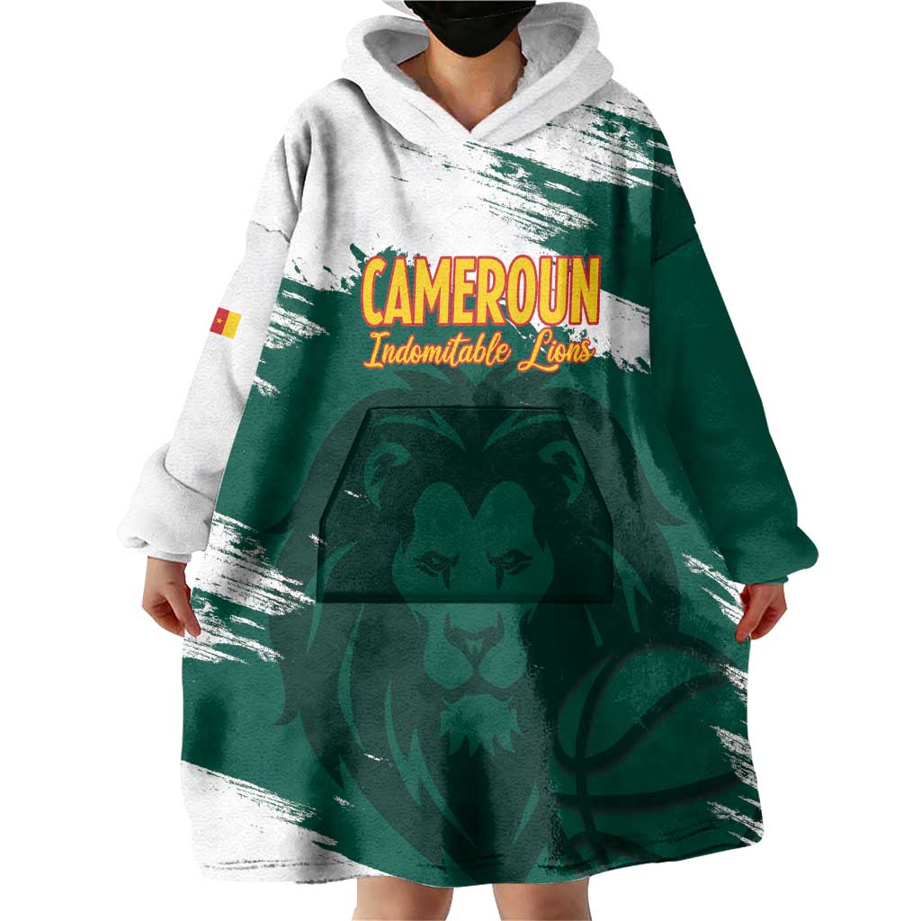 Cameroon Basketball Custom Wearable Blanket Hoodie Come On Indomitable Lions - Wonder Print Shop