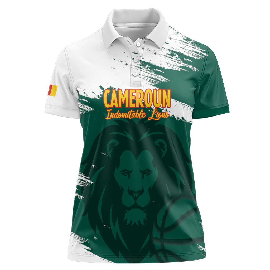 Cameroon Basketball Custom Women Polo Shirt Come On Indomitable Lions - Wonder Print Shop