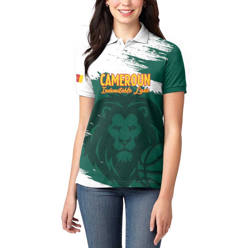 Cameroon Basketball Custom Women Polo Shirt Come On Indomitable Lions - Wonder Print Shop