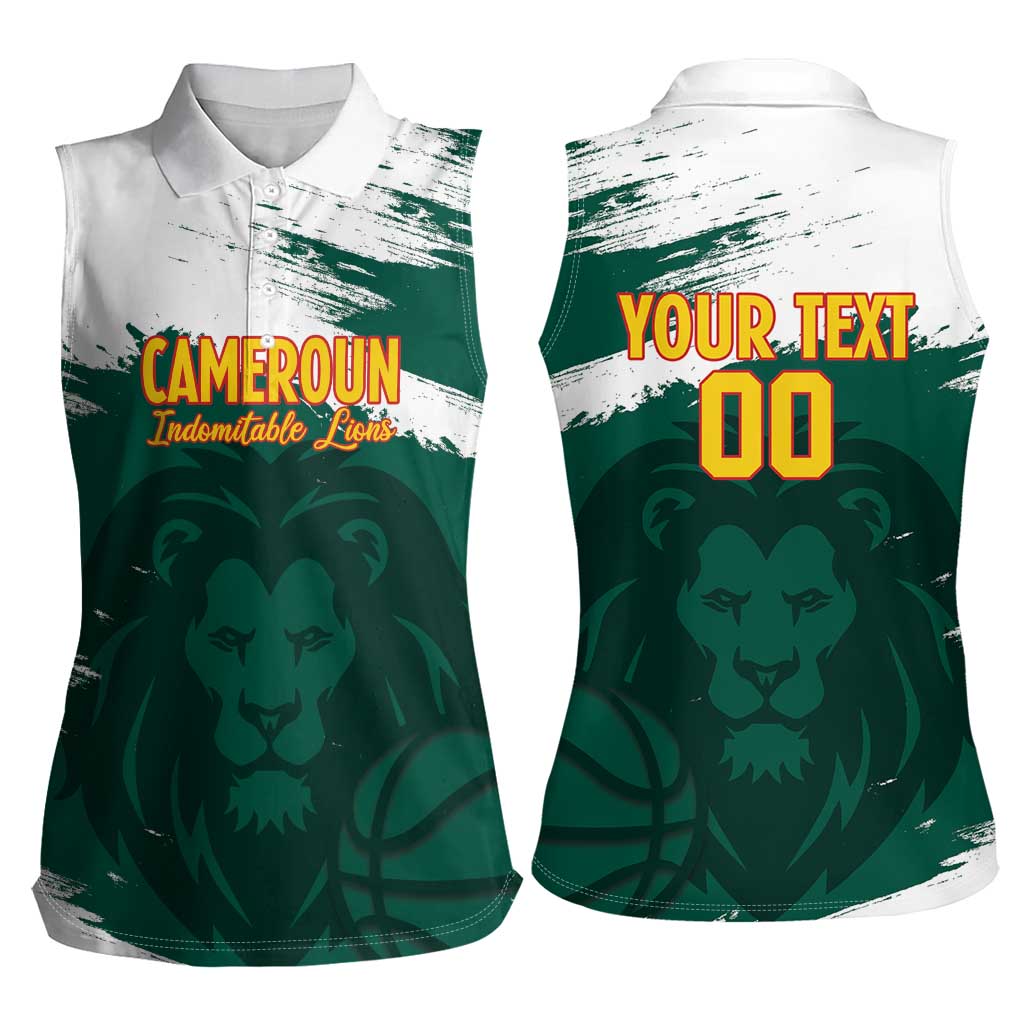 Cameroon Basketball Custom Women Sleeveless Polo Shirt Come On Indomitable Lions - Wonder Print Shop