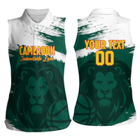 Cameroon Basketball Custom Women Sleeveless Polo Shirt Come On Indomitable Lions - Wonder Print Shop