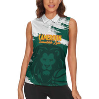 Cameroon Basketball Custom Women Sleeveless Polo Shirt Come On Indomitable Lions - Wonder Print Shop
