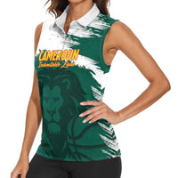 Cameroon Basketball Custom Women Sleeveless Polo Shirt Come On Indomitable Lions - Wonder Print Shop