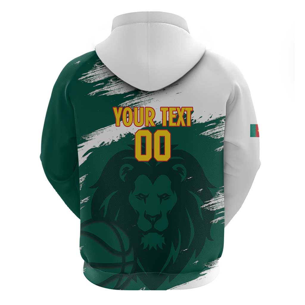 Cameroon Basketball Custom Zip Hoodie Come On Indomitable Lions - Wonder Print Shop