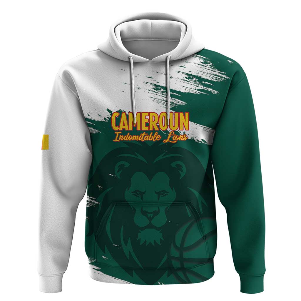 Cameroon Basketball Custom Zip Hoodie Come On Indomitable Lions - Wonder Print Shop
