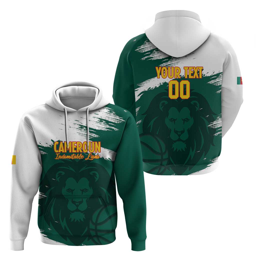 Cameroon Basketball Custom Zip Hoodie Come On Indomitable Lions - Wonder Print Shop