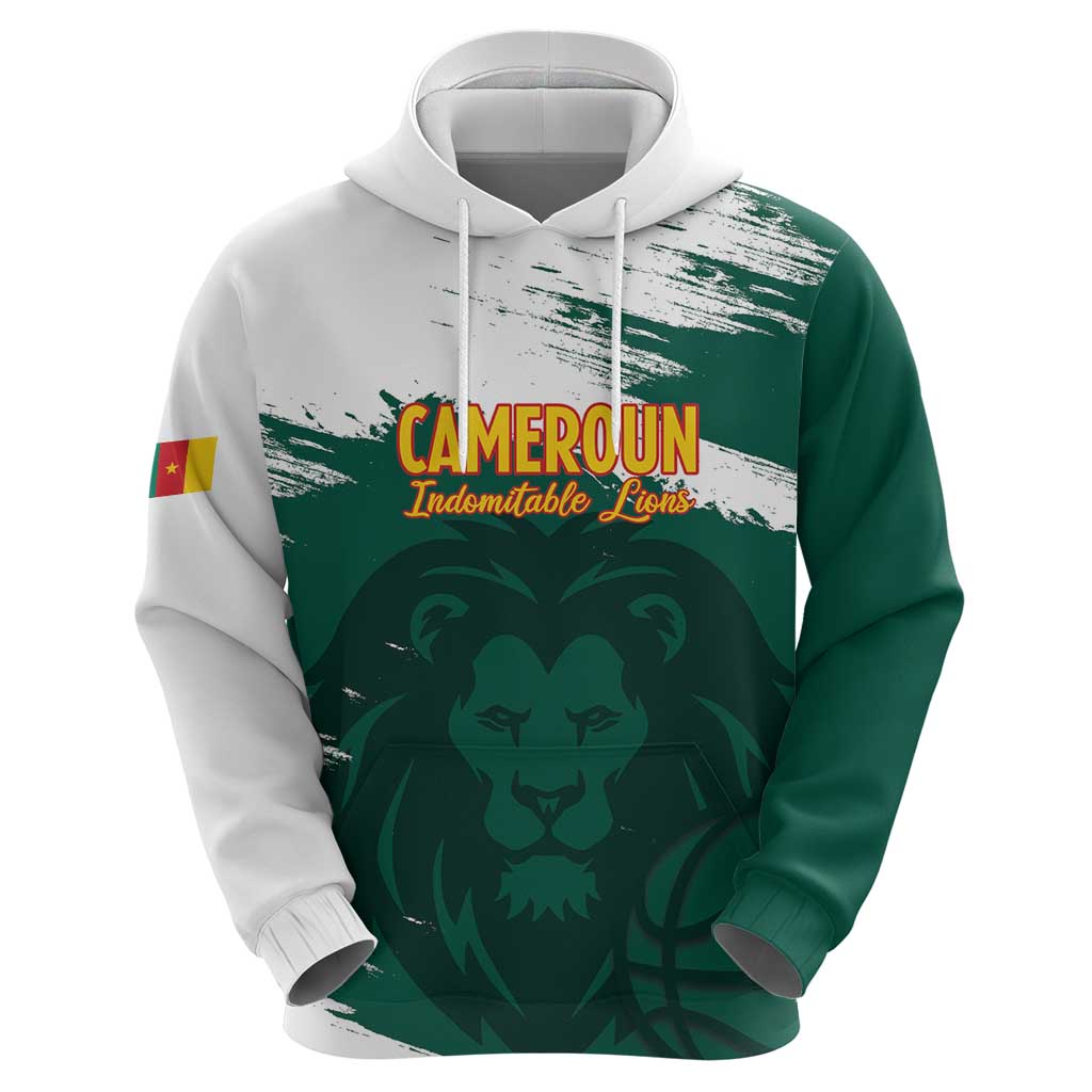 Cameroon Basketball Custom Zip Hoodie Come On Indomitable Lions - Wonder Print Shop