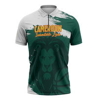 Cameroon Basketball Custom Zipper Polo Shirt Come On Indomitable Lions - Wonder Print Shop