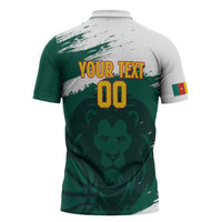 Cameroon Basketball Custom Zipper Polo Shirt Come On Indomitable Lions - Wonder Print Shop