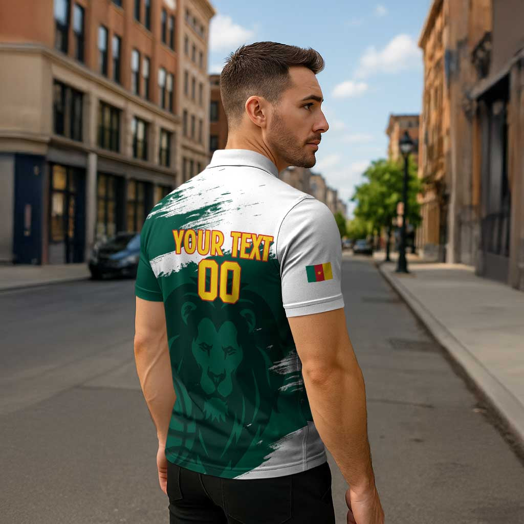 Cameroon Basketball Custom Zipper Polo Shirt Come On Indomitable Lions - Wonder Print Shop