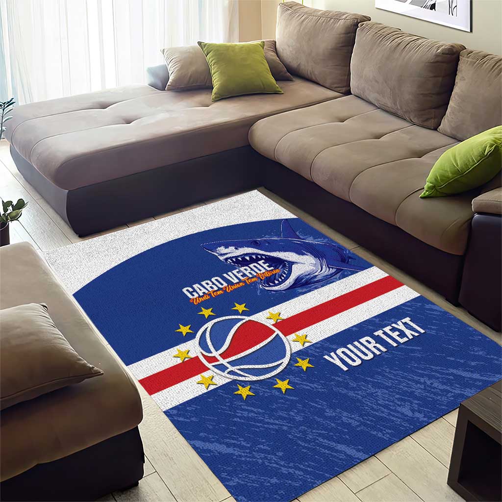 Cape Verde Basketball Custom Area Rug Come On Blue Sharks - Wonder Print Shop