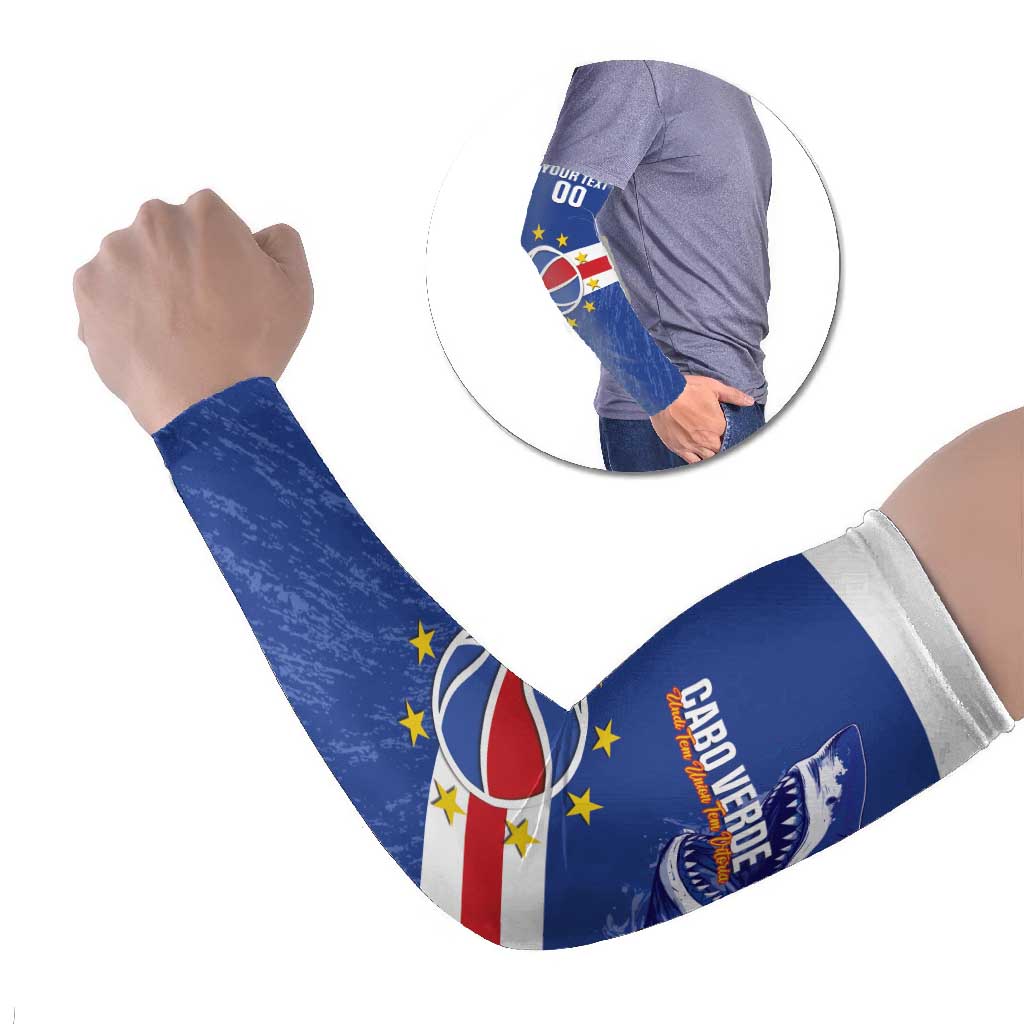 Cape Verde Basketball Custom Arm Sleeves Come On Blue Sharks - Wonder Print Shop