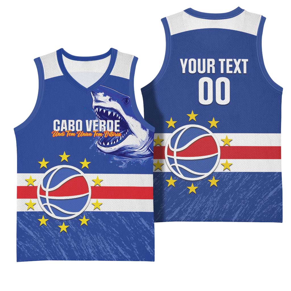Cape Verde Basketball Custom Basketball Jersey Come On Blue Sharks - Wonder Print Shop