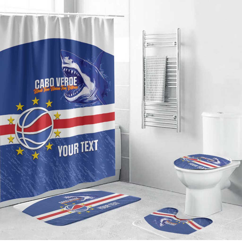 Cape Verde Basketball Custom Bathroom Set Come On Blue Sharks - Wonder Print Shop