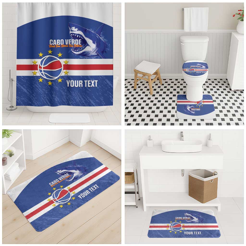 Cape Verde Basketball Custom Bathroom Set Come On Blue Sharks - Wonder Print Shop