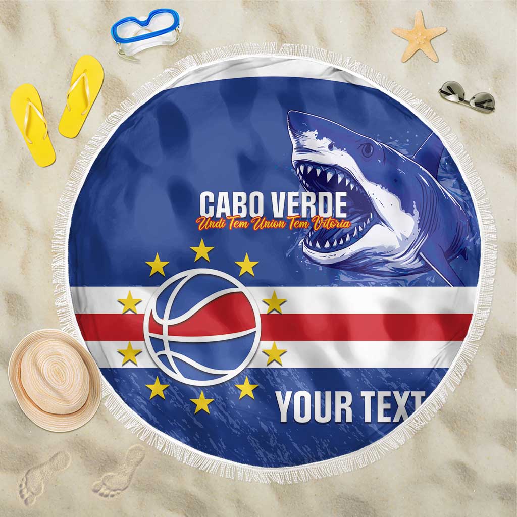 Cape Verde Basketball Custom Beach Blanket Come On Blue Sharks - Wonder Print Shop