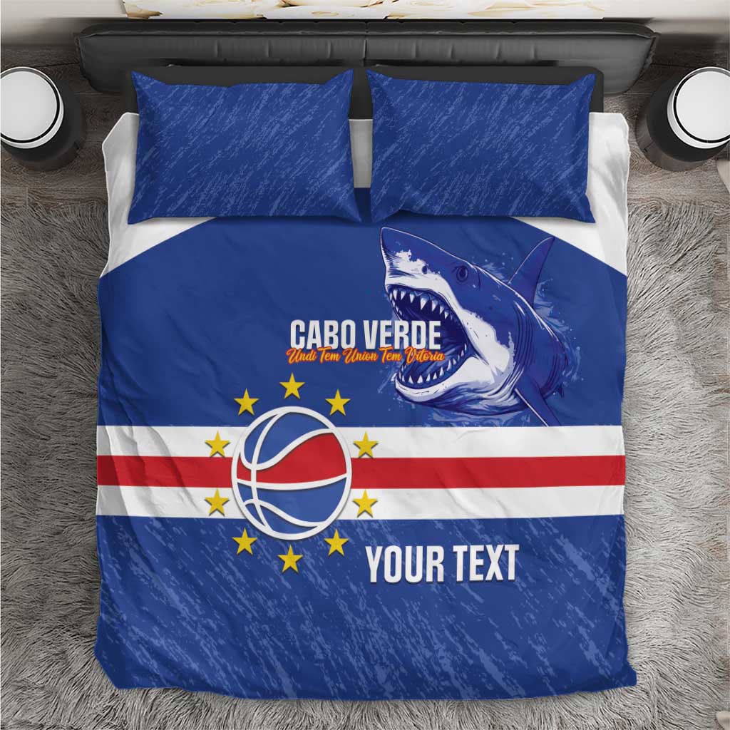 Cape Verde Basketball Custom Bedding Set Come On Blue Sharks - Wonder Print Shop