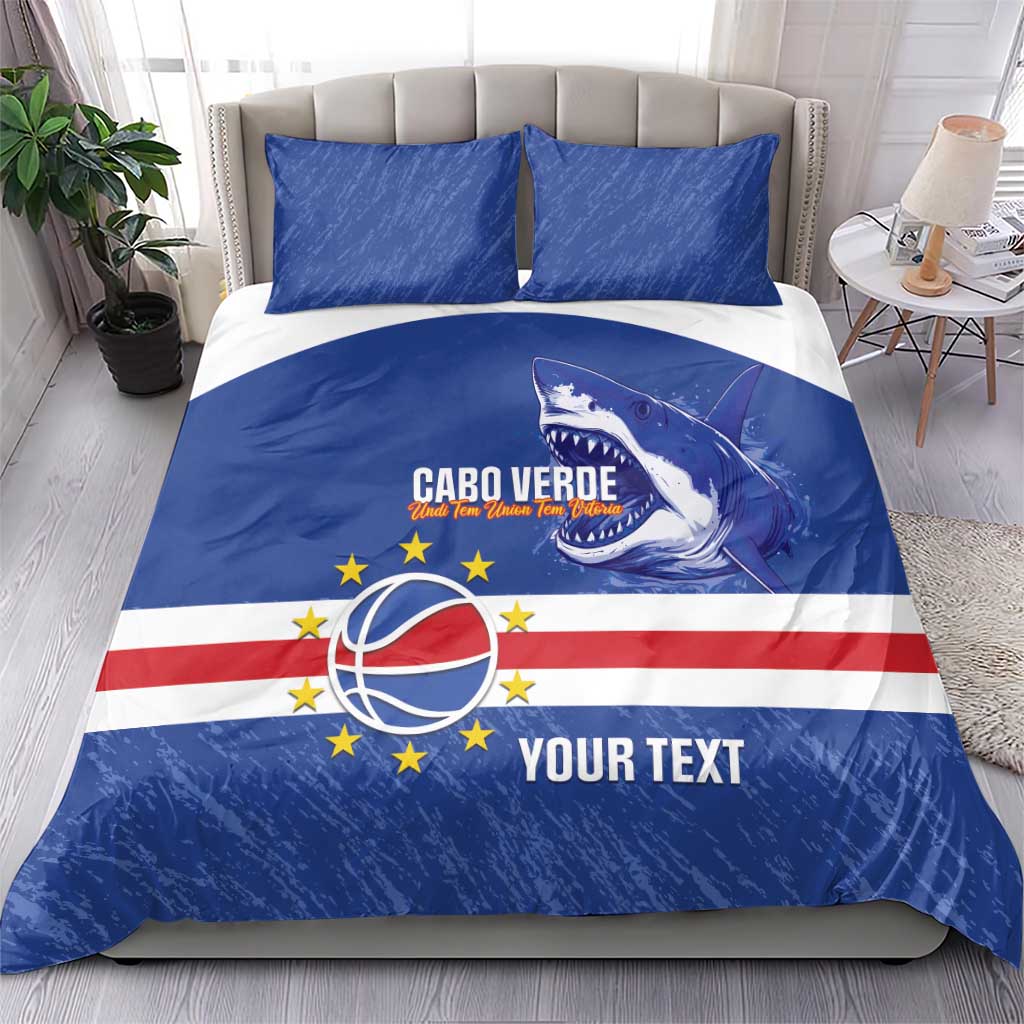 Cape Verde Basketball Custom Bedding Set Come On Blue Sharks - Wonder Print Shop