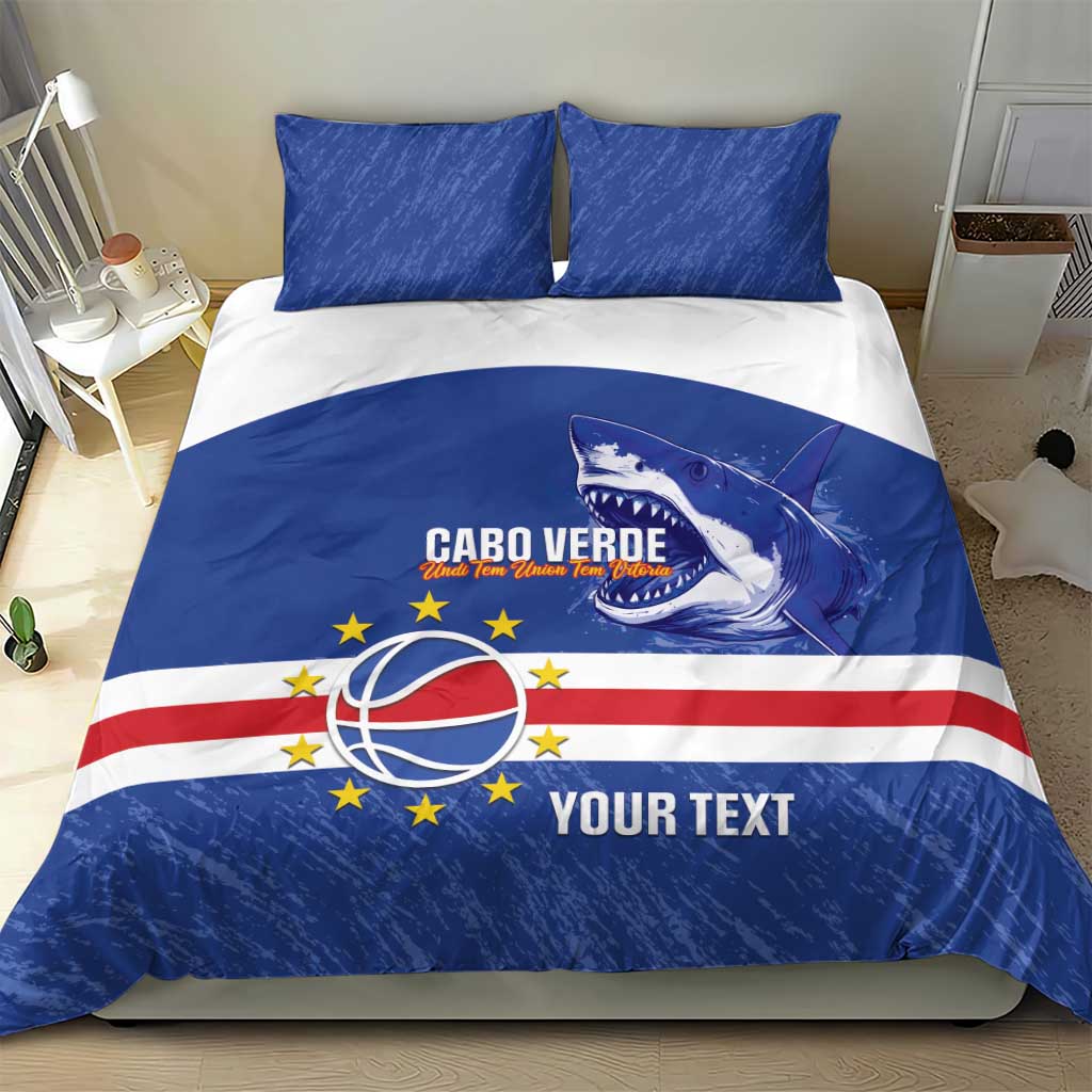 Cape Verde Basketball Custom Bedding Set Come On Blue Sharks - Wonder Print Shop