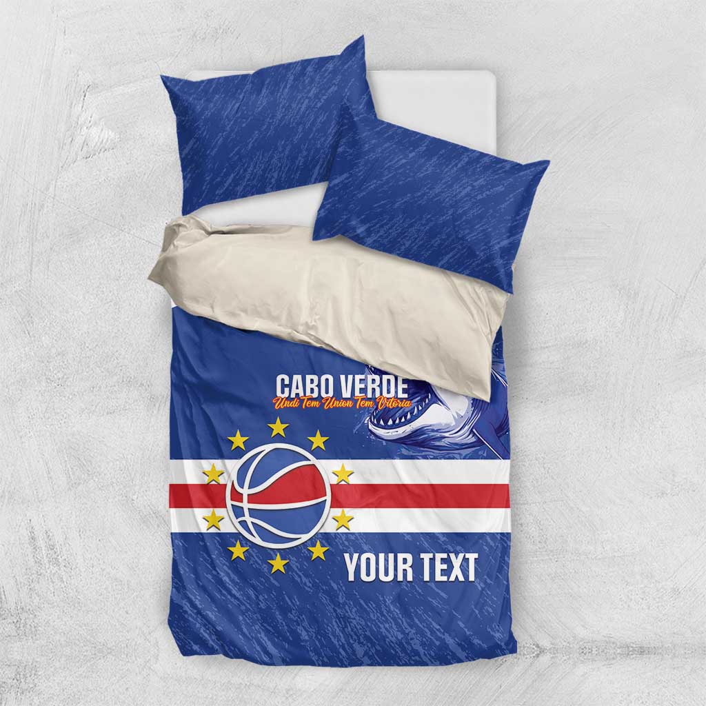Cape Verde Basketball Custom Bedding Set Come On Blue Sharks - Wonder Print Shop