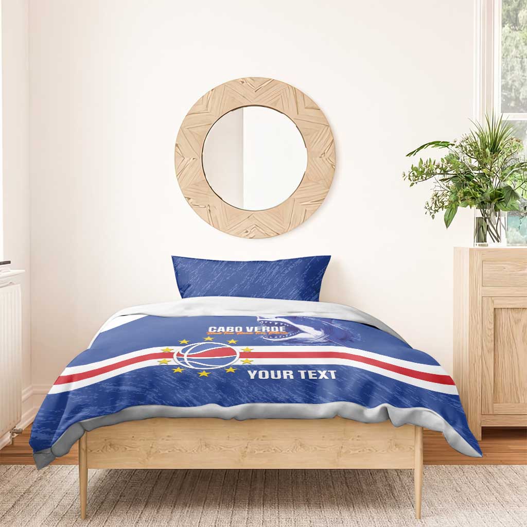 Cape Verde Basketball Custom Bedding Set Come On Blue Sharks - Wonder Print Shop
