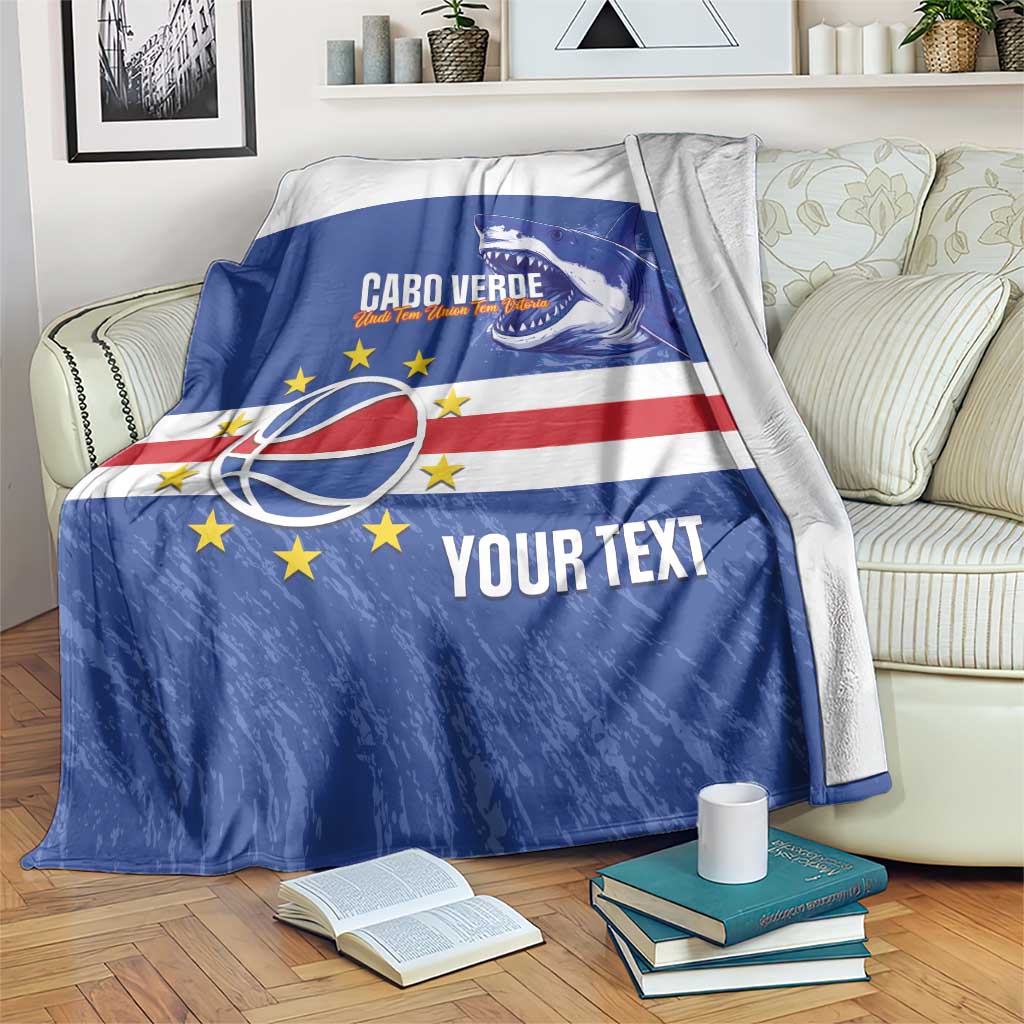 Cape Verde Basketball Custom Blanket Come On Blue Sharks - Wonder Print Shop