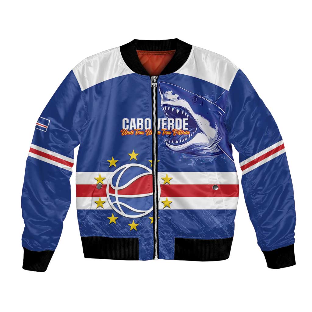 Cape Verde Basketball Custom Bomber Jacket Come On Blue Sharks - Wonder Print Shop
