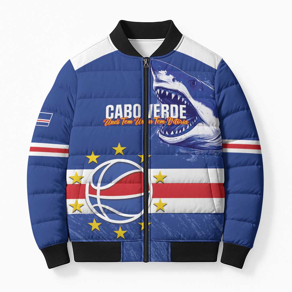 Cape Verde Basketball Custom Bomber Puffer Jacket Come On Blue Sharks - Wonder Print Shop