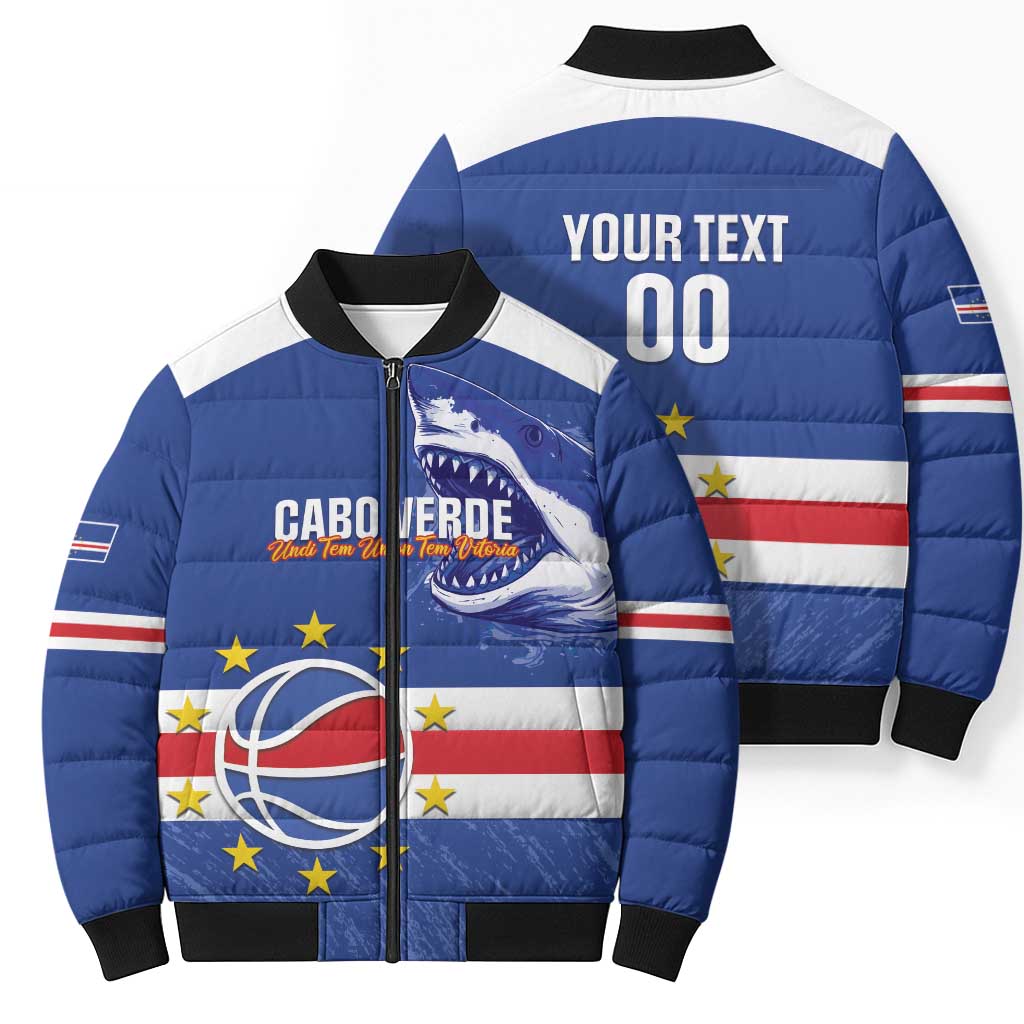 Cape Verde Basketball Custom Bomber Puffer Jacket Come On Blue Sharks - Wonder Print Shop