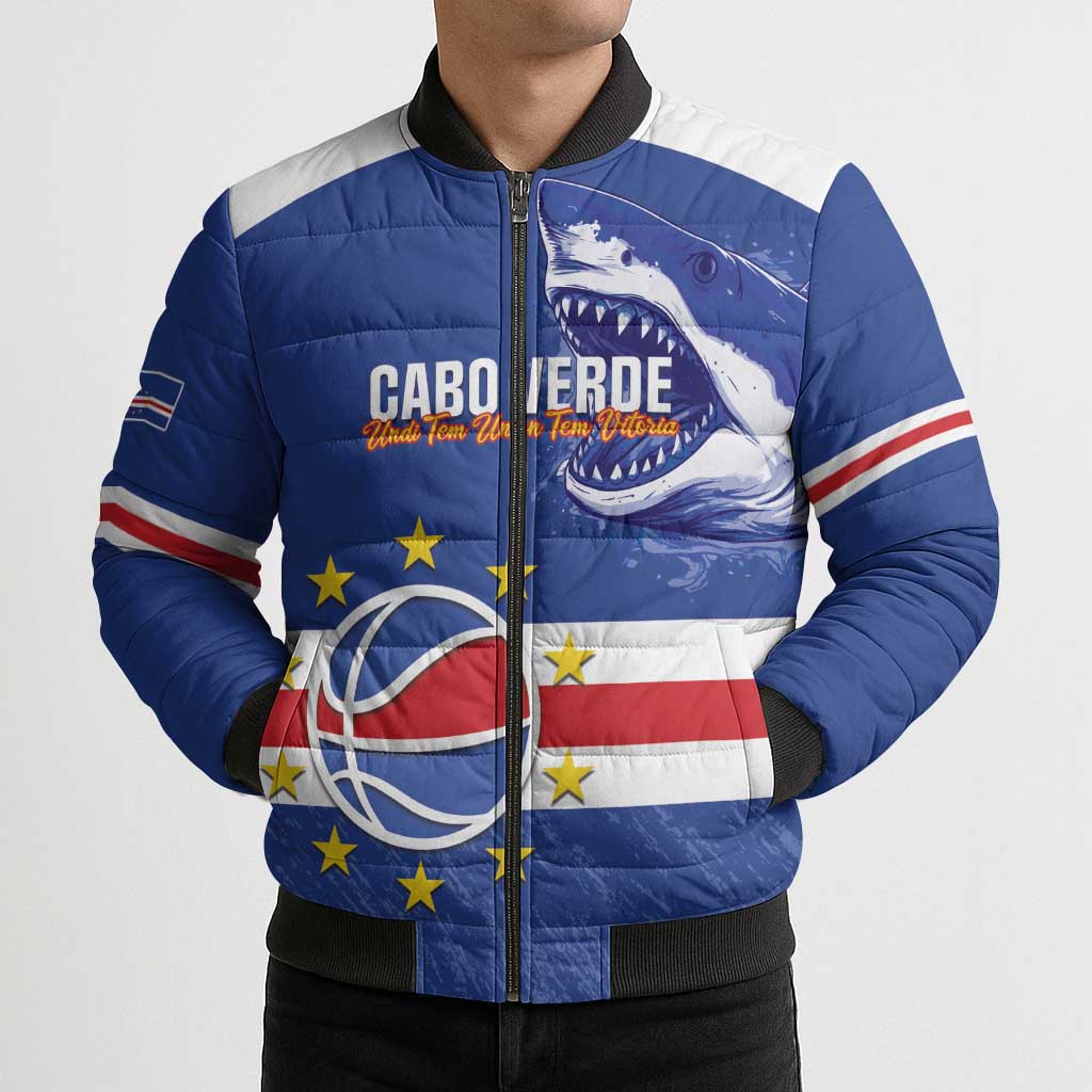 Cape Verde Basketball Custom Bomber Puffer Jacket Come On Blue Sharks - Wonder Print Shop