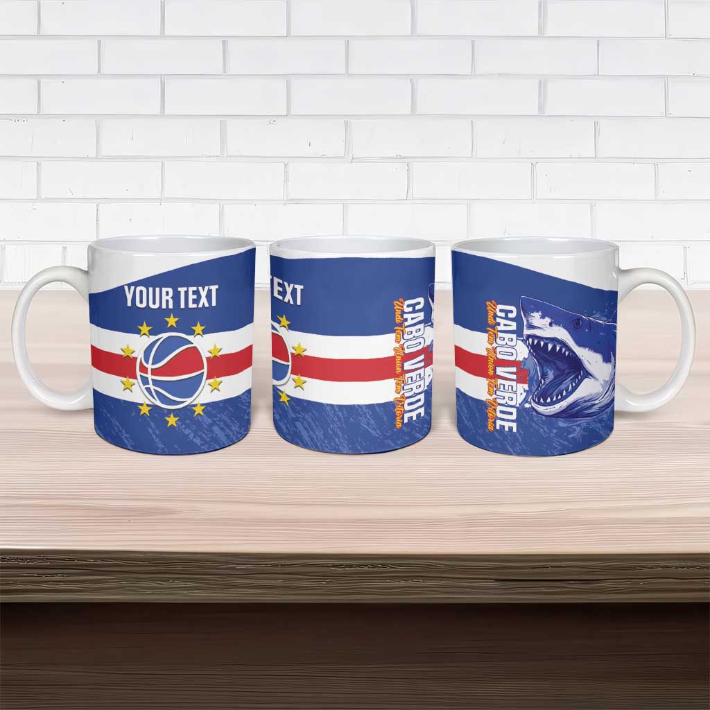 Cape Verde Basketball Custom Ceramic Mug Come On Blue Sharks - Wonder Print Shop