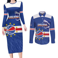 Cape Verde Basketball Custom Couples Matching Long Sleeve Bodycon Dress and Long Sleeve Button Shirt Come On Blue Sharks - Wonder Print Shop