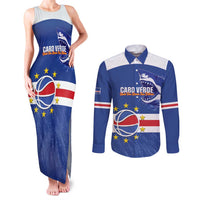 Cape Verde Basketball Custom Couples Matching Tank Maxi Dress and Long Sleeve Button Shirt Come On Blue Sharks - Wonder Print Shop