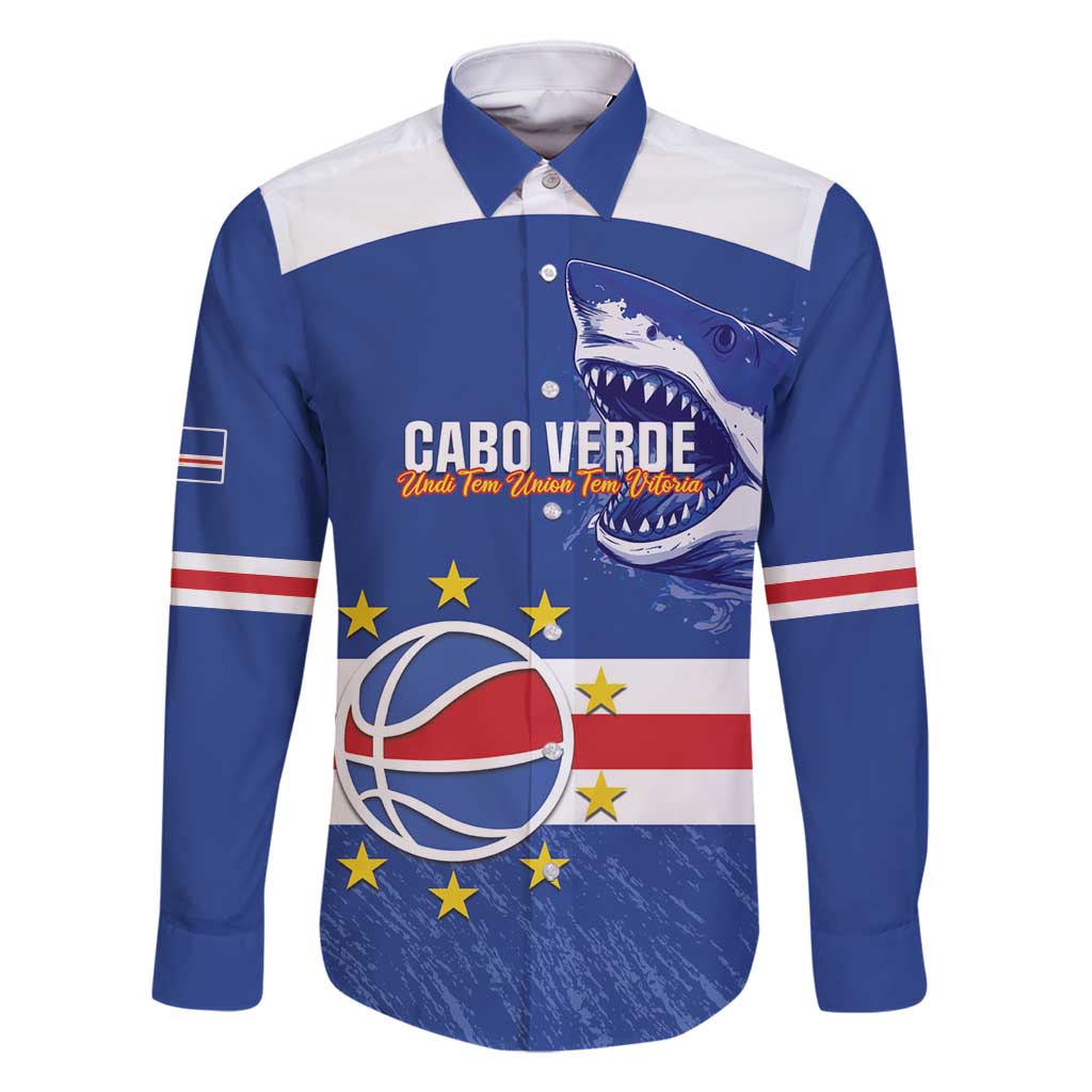 Cape Verde Basketball Custom Family Matching Long Sleeve Bodycon Dress and Hawaiian Shirt Come On Blue Sharks - Wonder Print Shop
