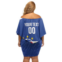 Cape Verde Basketball Custom Family Matching Off Shoulder Short Dress and Hawaiian Shirt Come On Blue Sharks - Wonder Print Shop