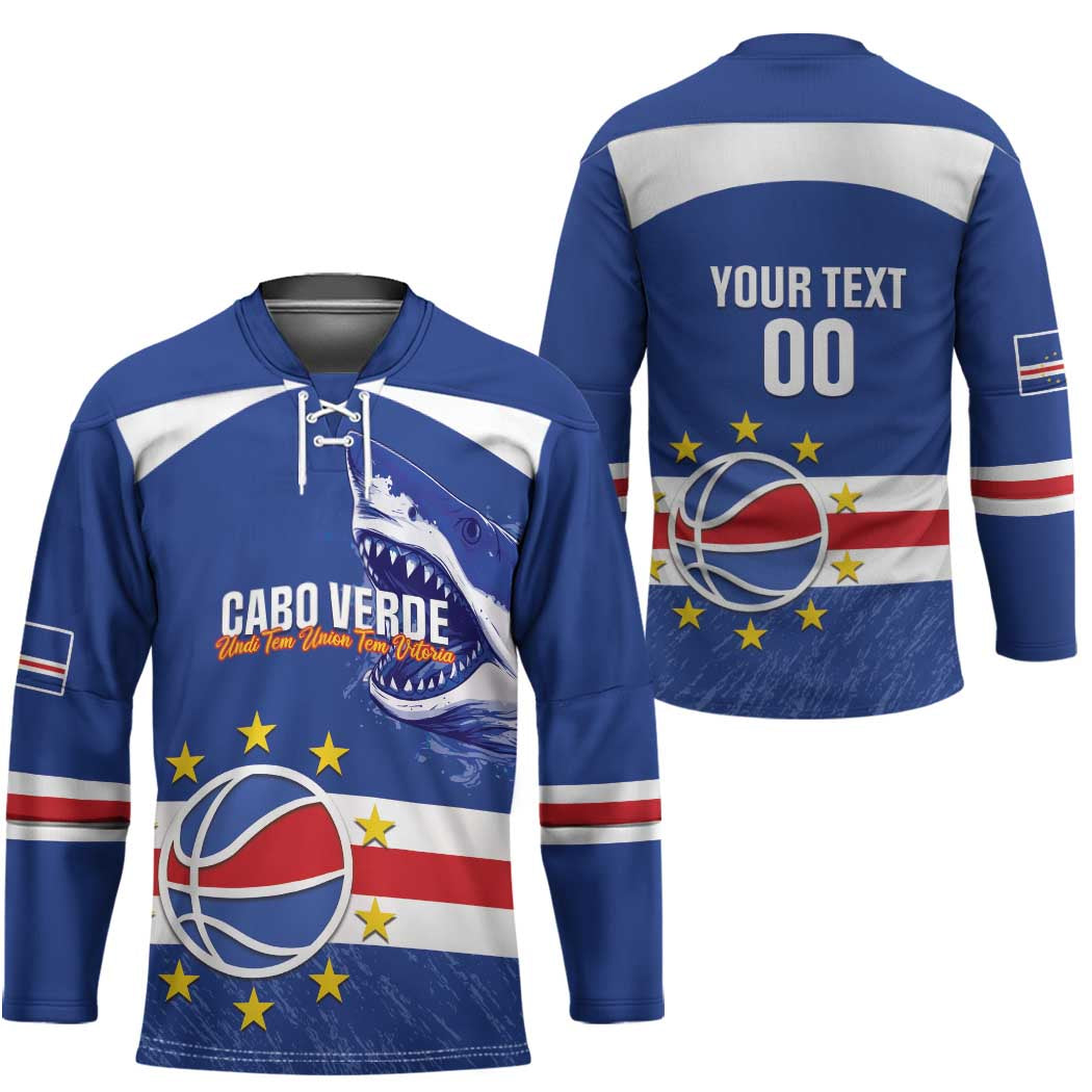 Cape Verde Basketball Custom Hockey Jersey Come On Blue Sharks - Wonder Print Shop