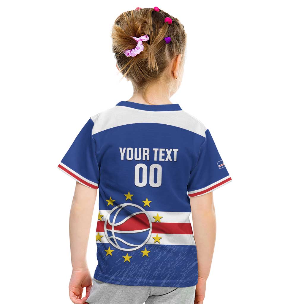 Cape Verde Basketball Custom Kid T Shirt Come On Blue Sharks - Wonder Print Shop