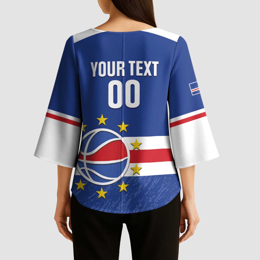 Cape Verde Basketball Custom Kimono Sleeve Blouse Come On Blue Sharks - Wonder Print Shop