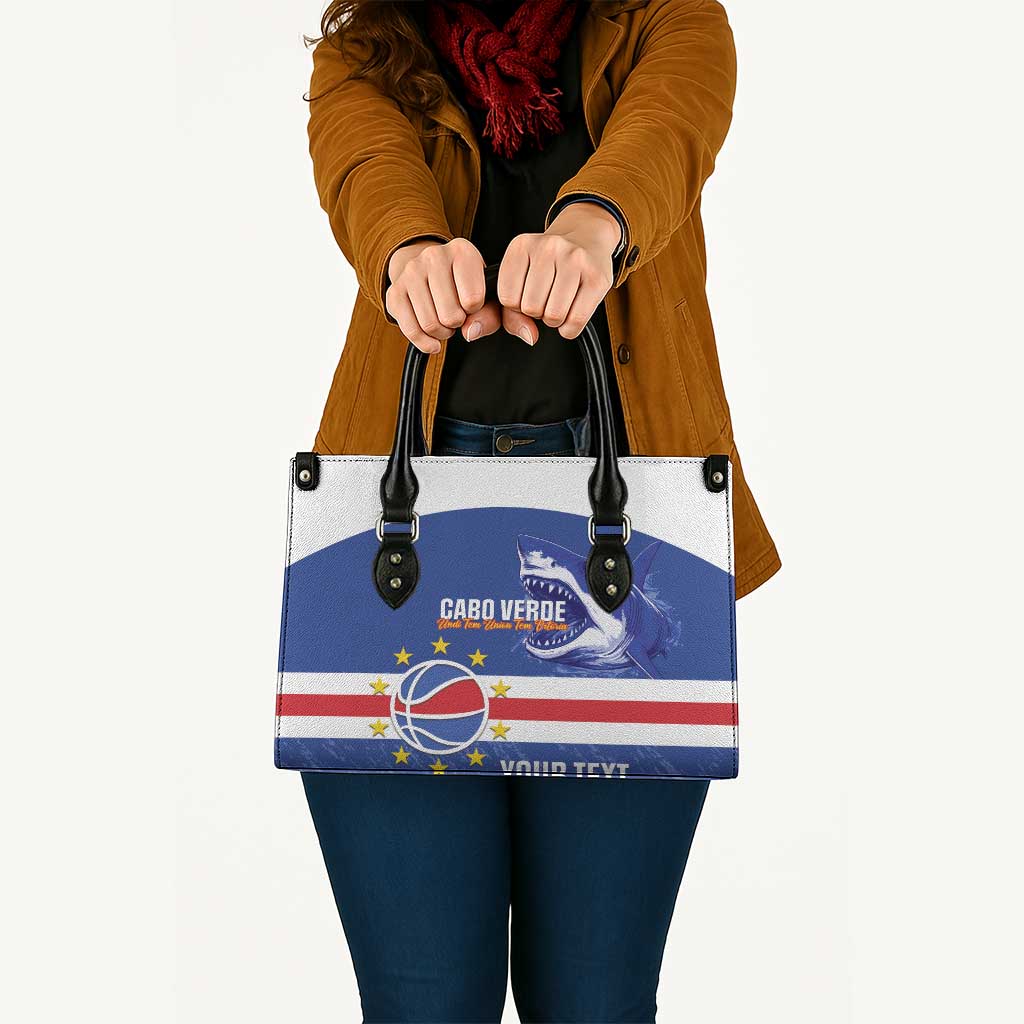 Cape Verde Basketball Custom Leather Bag Come On Blue Sharks - Wonder Print Shop