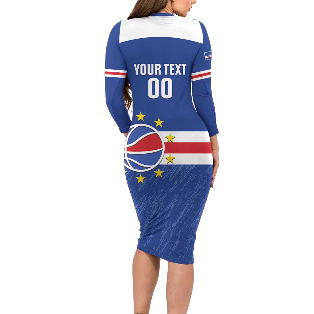Cape Verde Basketball Custom Long Sleeve Bodycon Dress Come On Blue Sharks - Wonder Print Shop