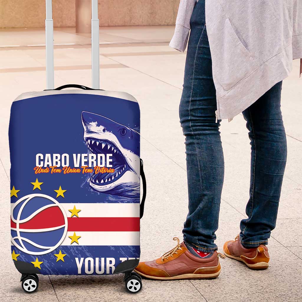 Cape Verde Basketball Custom Luggage Cover Come On Blue Sharks - Wonder Print Shop