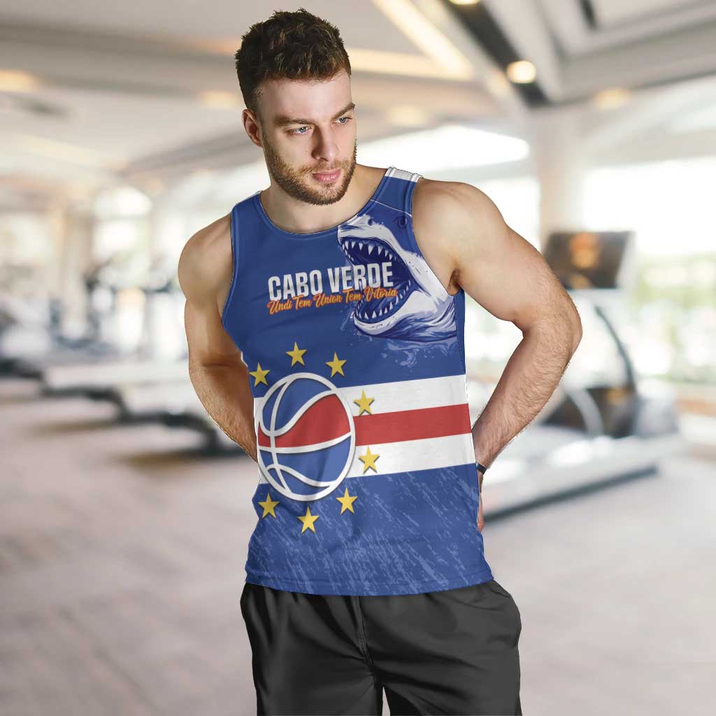 Cape Verde Basketball Custom Men Tank Top Come On Blue Sharks - Wonder Print Shop