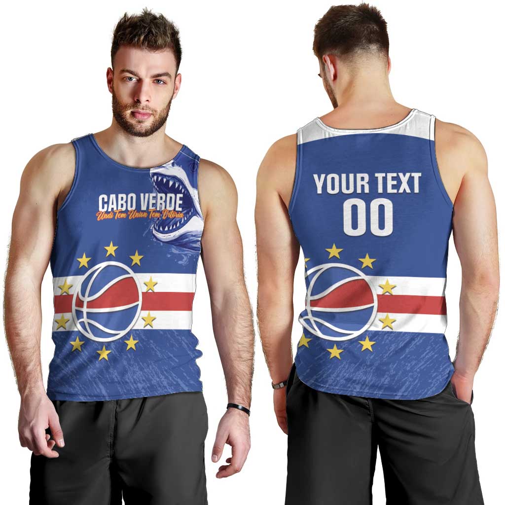 Cape Verde Basketball Custom Men Tank Top Come On Blue Sharks - Wonder Print Shop