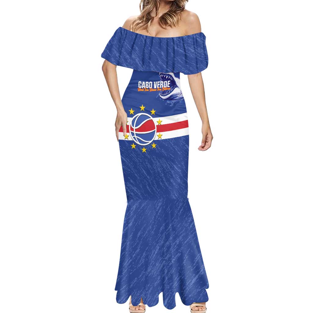 Cape Verde Basketball Custom Mermaid Dress Come On Blue Sharks - Wonder Print Shop